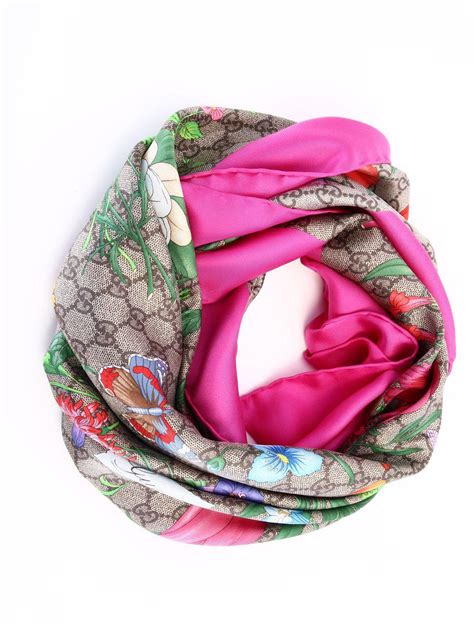 pink gucci silk scarf|gucci flower print scarf.